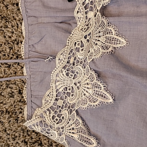 NWT EXPRESS chambray with lace detail 100% cotton tank - Picture 7 of 11